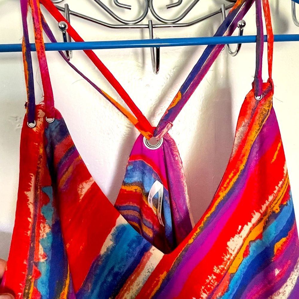 Beautiful multi color boho style racer back tank